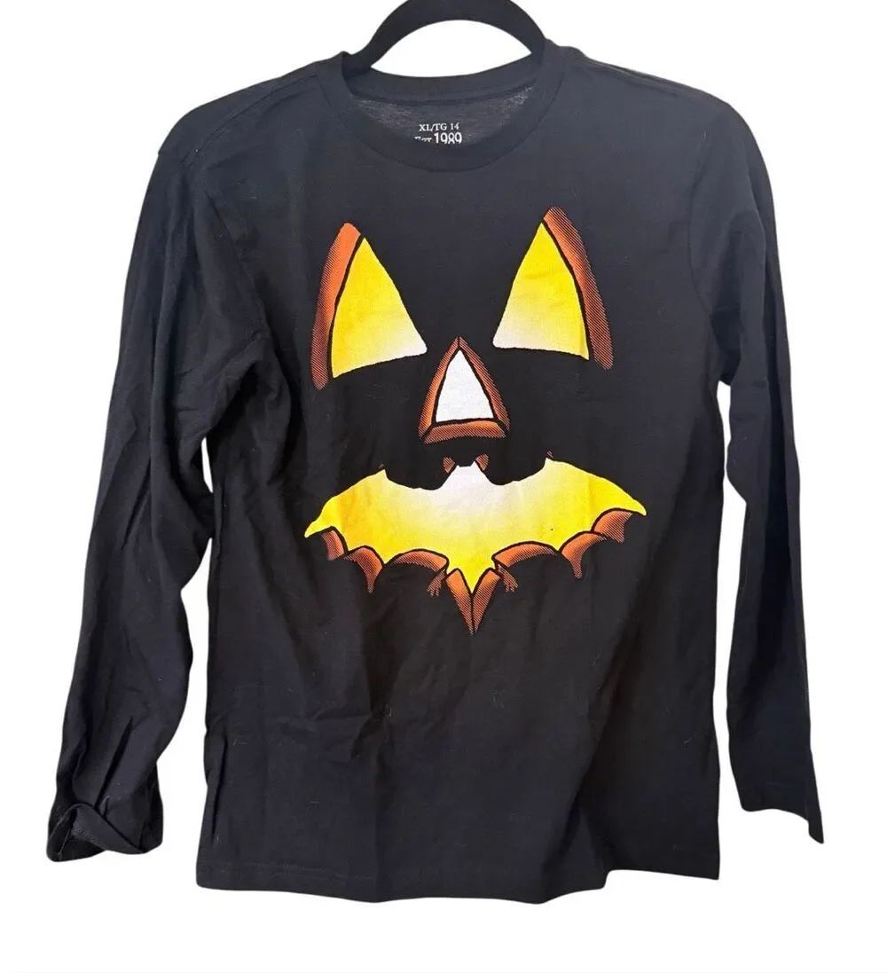NWT The Children’s Place Black Jack O' Lantern Halloween Long Slv T-